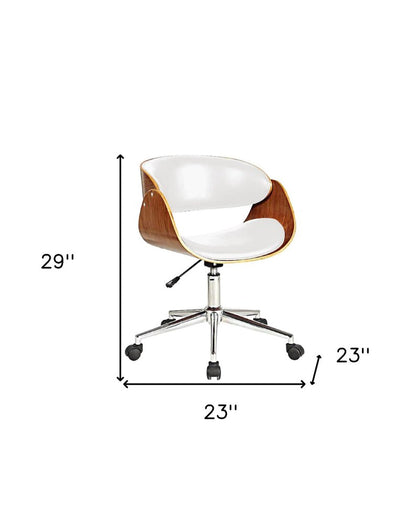 Brown White and Silver Adjustable Height Swivel Rolling Office Chair