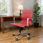 Red and Silver Faux Leather Adjustable Height Swivel Rolling Office Chair
