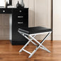 21" Black and Silver Faux Leather Vanity Chair