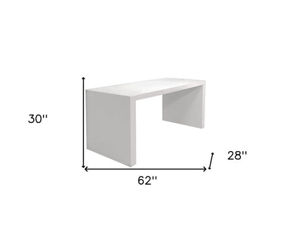 62" White Wood Computer Desk