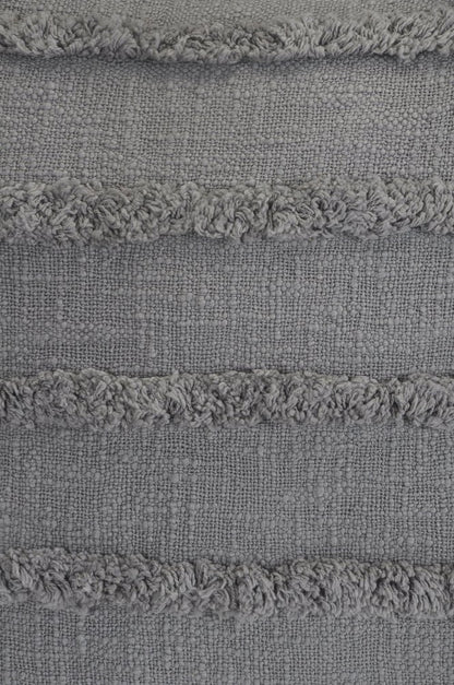 Set of Two Navy Blue Ribbed Cotton Throw Pillow With Fringe