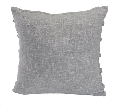 Set of Two Navy Blue Ribbed Cotton Throw Pillow With Fringe