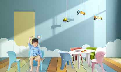 Set Of Four Blue Heavy Duty Plastic Juvenile Chairs