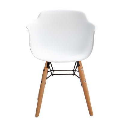Set Of Four White And Brown Heavy Duty Plastic And Wood Juvenile Side Chairs