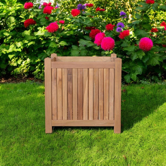 Jardinera cuadrada de madera maciza natural de 18" para interior y exterior