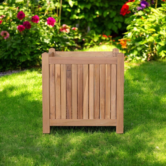 Jardinera cuadrada de madera maciza natural de 22" para interior y exterior