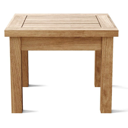 Mesa auxiliar cuadrada de madera maciza natural para exteriores de 20"