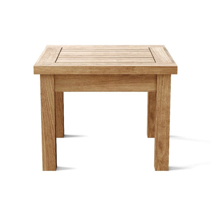 Mesa auxiliar cuadrada de madera maciza natural para exteriores de 20"