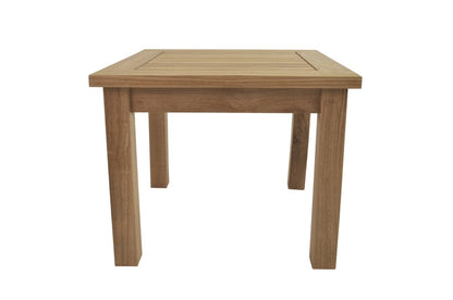 Mesa auxiliar cuadrada de madera maciza natural para exteriores de 20"