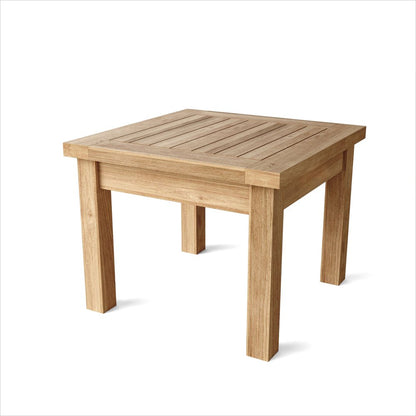 Mesa auxiliar cuadrada de madera maciza natural para exteriores de 20"