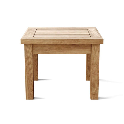 Mesa auxiliar cuadrada de madera maciza natural para exteriores de 20"