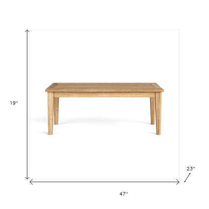 Mesa de centro para exterior de madera maciza natural de 47"