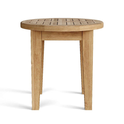 Mesa auxiliar para exterior de madera maciza natural redondeada de 20"