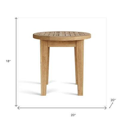 Mesa auxiliar para exterior de madera maciza natural redondeada de 20"