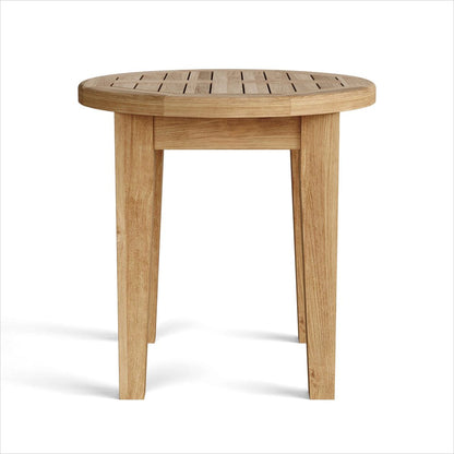 Mesa auxiliar para exterior de madera maciza natural redondeada de 20"