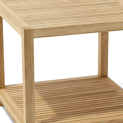 Mesa auxiliar cuadrada de madera maciza natural de 22" para exteriores