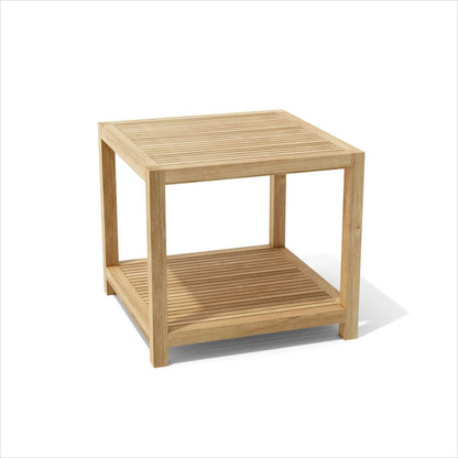 Mesa auxiliar cuadrada de madera maciza natural de 22" para exteriores