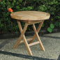 Mesa auxiliar plegable para exteriores de madera maciza natural redondeada de 20"