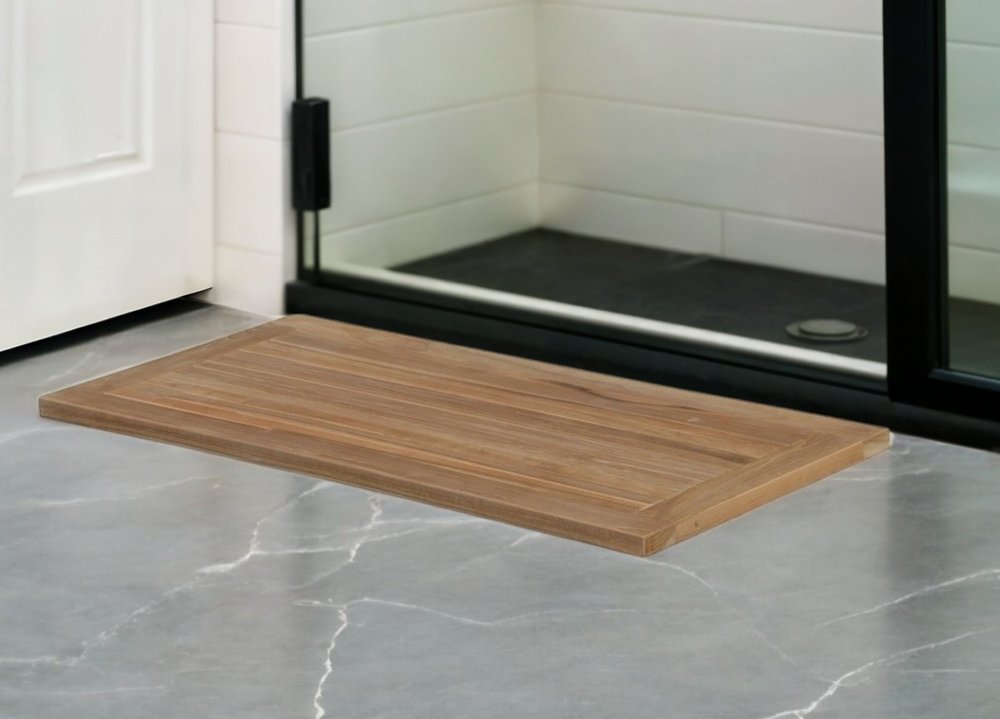 Alfombra de ducha de teca natural de 99 cm