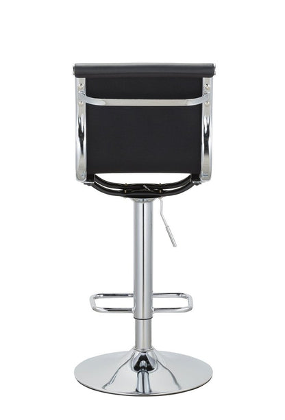 Set of Two Black and Silver Faux Leather and Metal Low Back Adjustable Height Bar Chairs