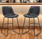 Set of Two Black Faux Leather and Metal Low Back Counter Height Bar Chairs