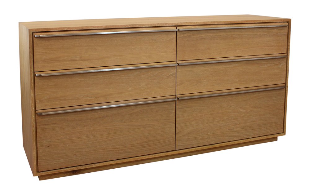 Cómoda doble de seis cajones de madera maciza marrón de 72"