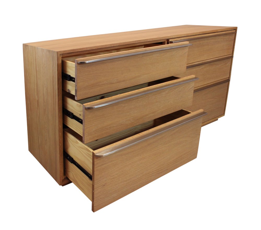 Cómoda doble de seis cajones de madera maciza marrón de 72"
