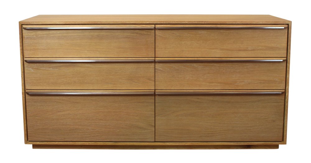 Cómoda doble de seis cajones de madera maciza marrón de 72"