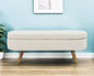 44" Beige and Brown Linen Upholstered Storage Bench with Flip Top