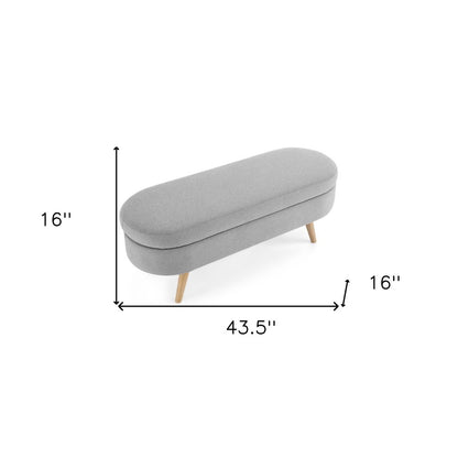 44" Gray and Brown Linen Upholstered Storage Bench with Flip Top