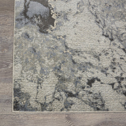 9' X 13' Gray Black and Ivory Abstract Area Rug