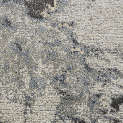 9' X 13' Gray Black and Ivory Abstract Area Rug