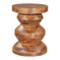 21" Brown Solid Wood Round Pedestal End Table