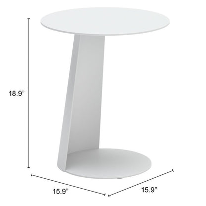 16" White Aluminum Rounded Outdoor Side Table