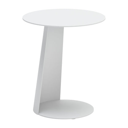 16" White Aluminum Rounded Outdoor Side Table