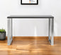 47" Gray and Silver Wood and Stainless Steel Sled Writing Desk