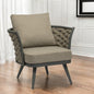 Sillón de exterior de aluminio tejido gris y topo de 81 cm con cojín topo