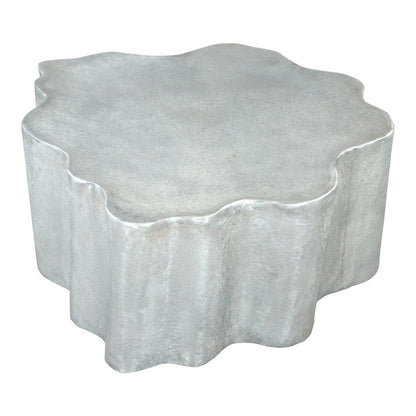 37" Silver Aluminum Free Form Solid Coffee Table