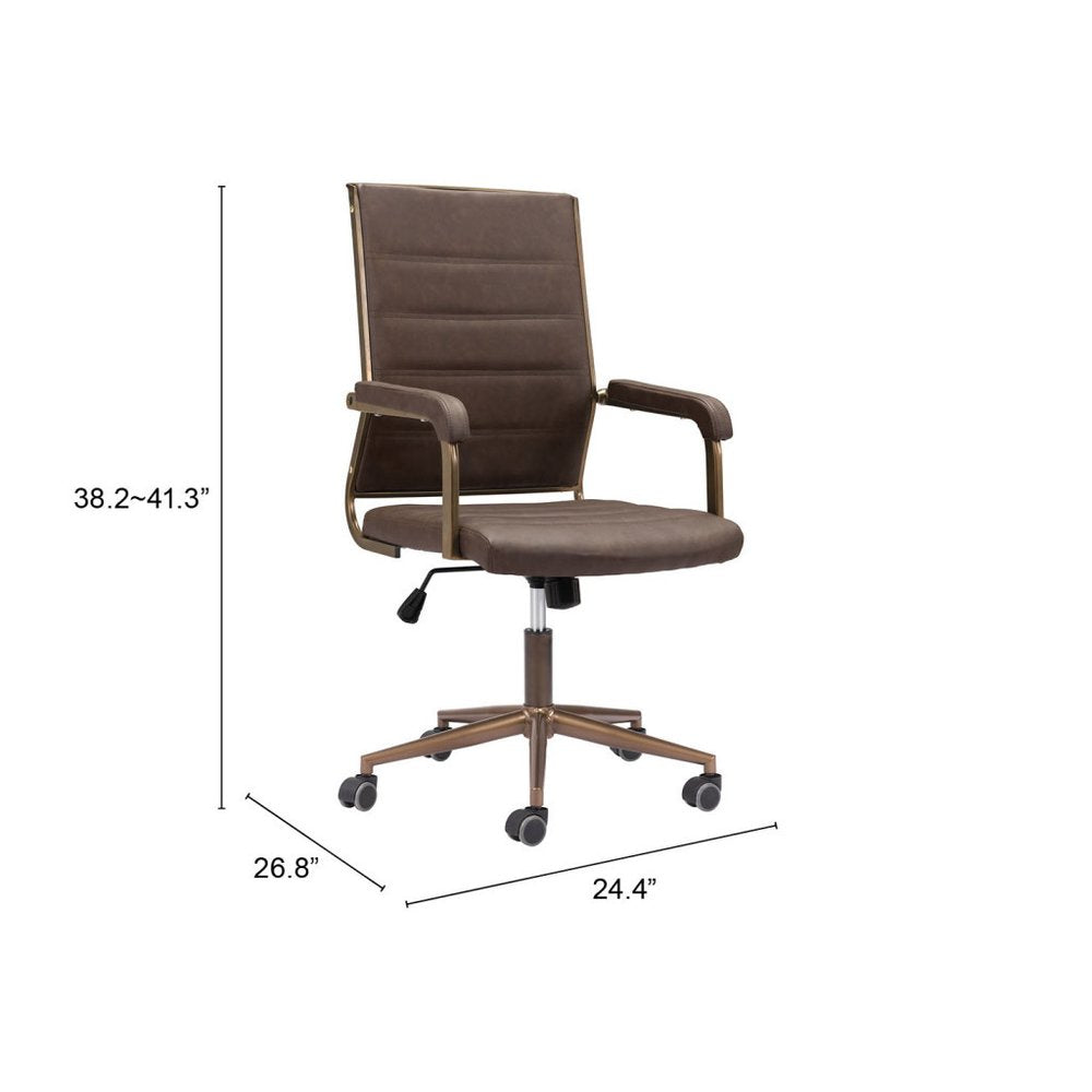 Espresso and Bronze Adjustable Height Swivel Rolling Office Chair