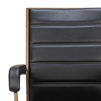 Black and Bronze Adjustable Height Faux Leather Swivel Rolling Office Chair