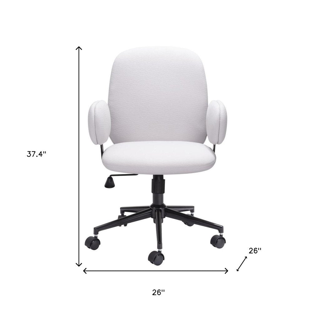 Beige and Black Adjustable Height Swivel Rolling Office Chair