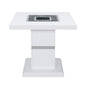 24" White and Silver Glass and Wood Faux Crystal Bling Square Pedestal End Table