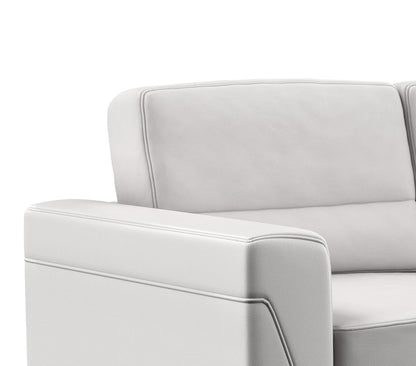 Loveseat de piel sintética gris claro y plateado de 63"