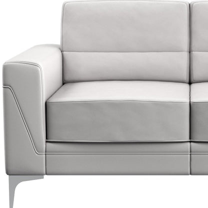 Loveseat de piel sintética gris claro y plateado de 63"