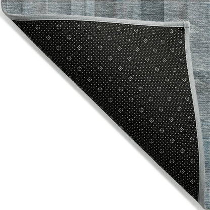 9' X 12' Teal Plaid Washable Non Skid Indoor Outdoor Area Rug