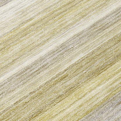 9' X 12' Yellow Beige and Gray Striped Washable Non Skid Indoor Outdoor Area Rug