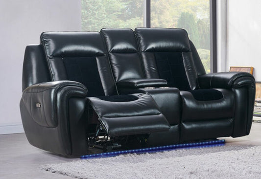 79" Black Power Reclining Loveseat With Storage