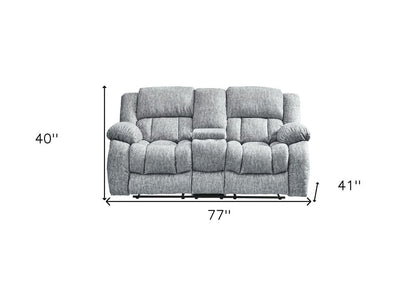 Loveseat reclinable manual gris claro de 77" con almacenamiento