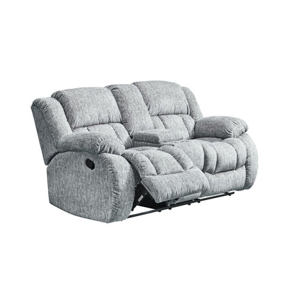 Loveseat reclinable manual gris claro de 77" con almacenamiento