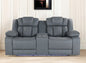 Loveseat eléctrico reclinable de 75" de cuero sintético gris claro con almacenamiento